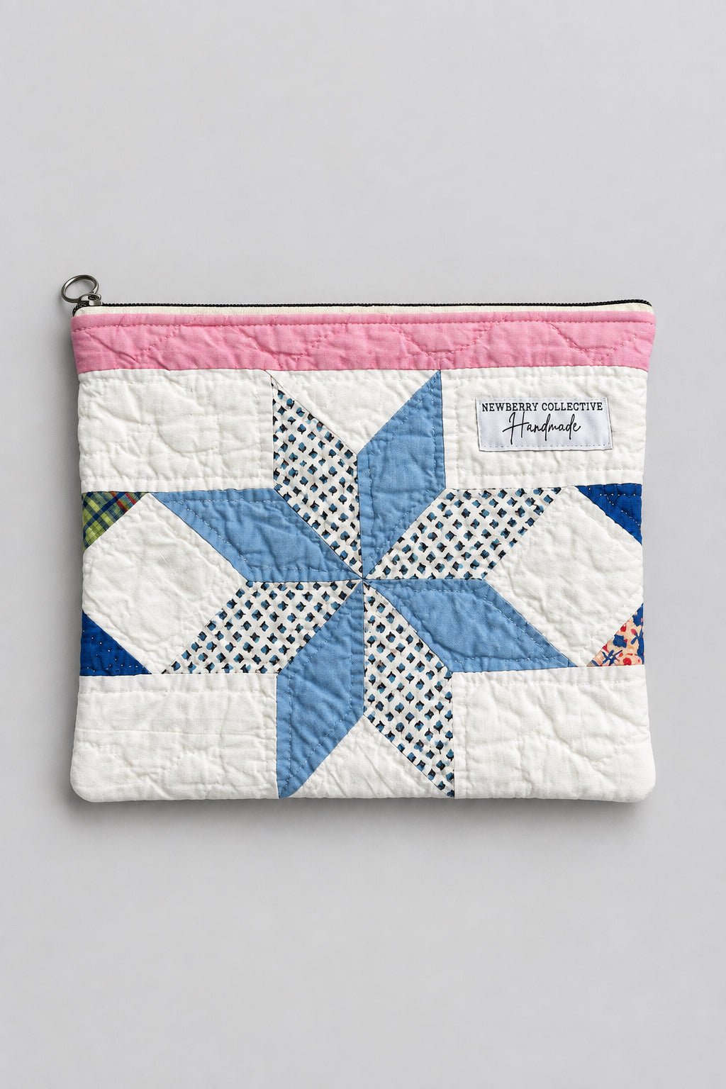 Zipper Pouch: Handmade Vintage Quilt 10”x8”