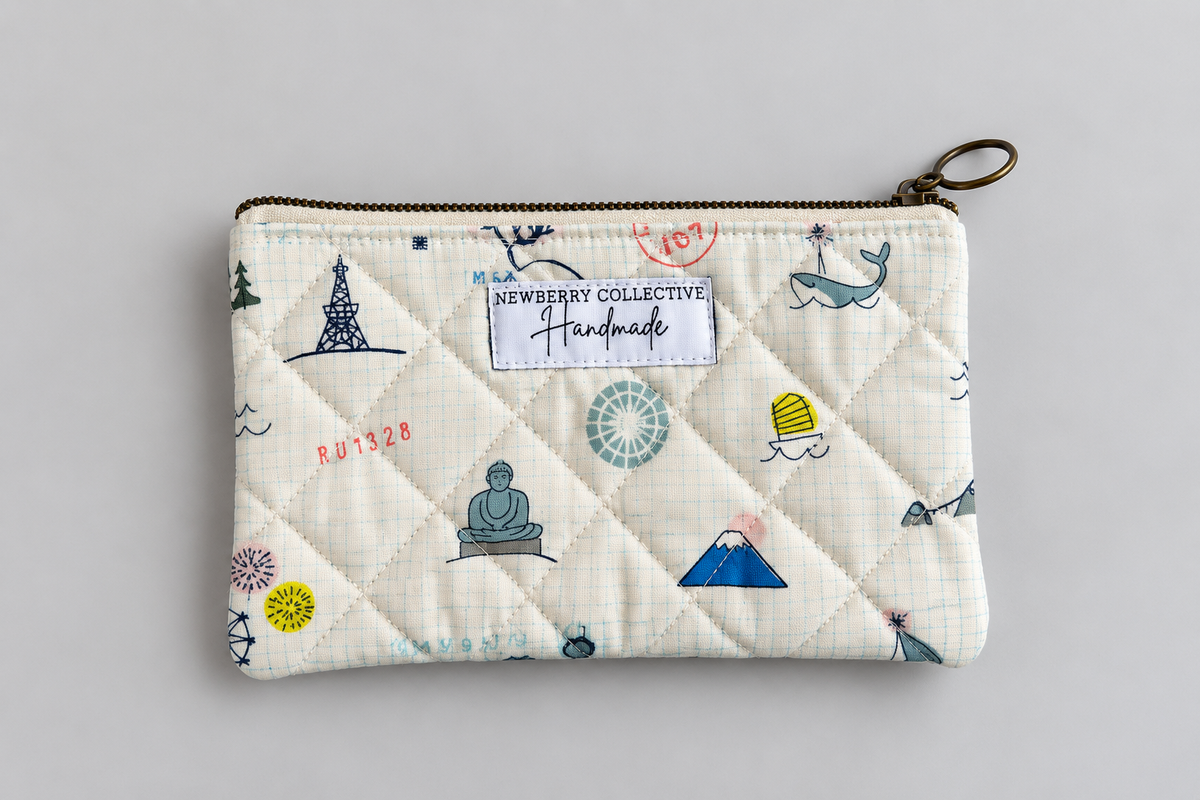Zipper Pouch: Handmade Premium Fabric 8”x4.5”