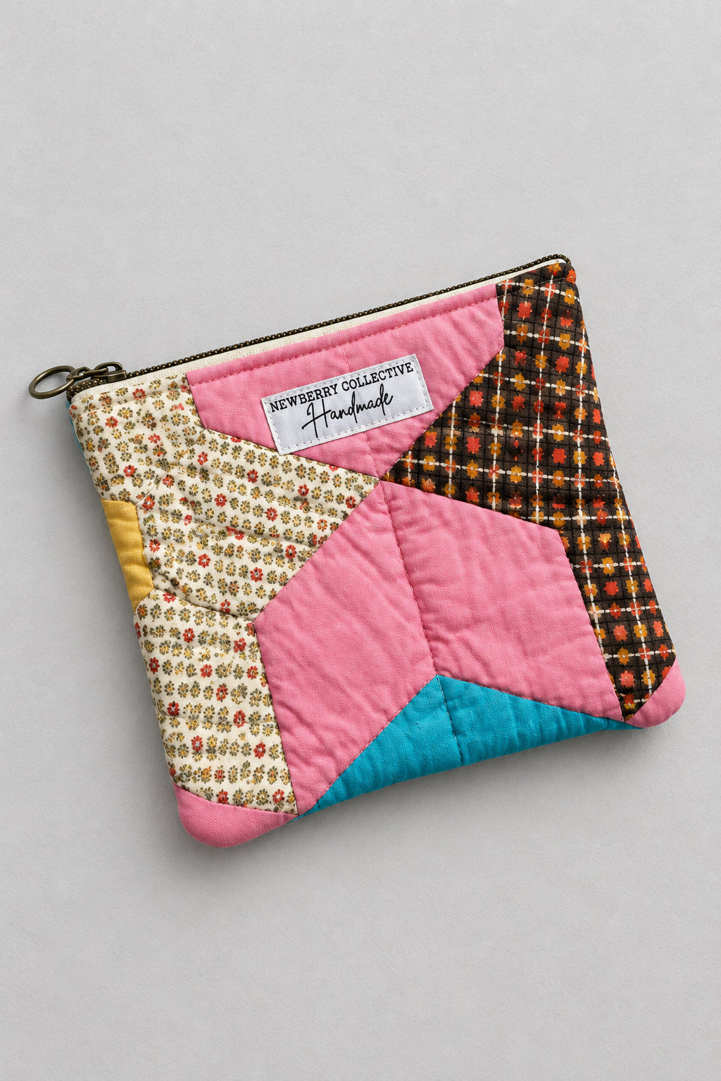 Zipper Pouch: Handmade Vintage Quilt 7”x7”