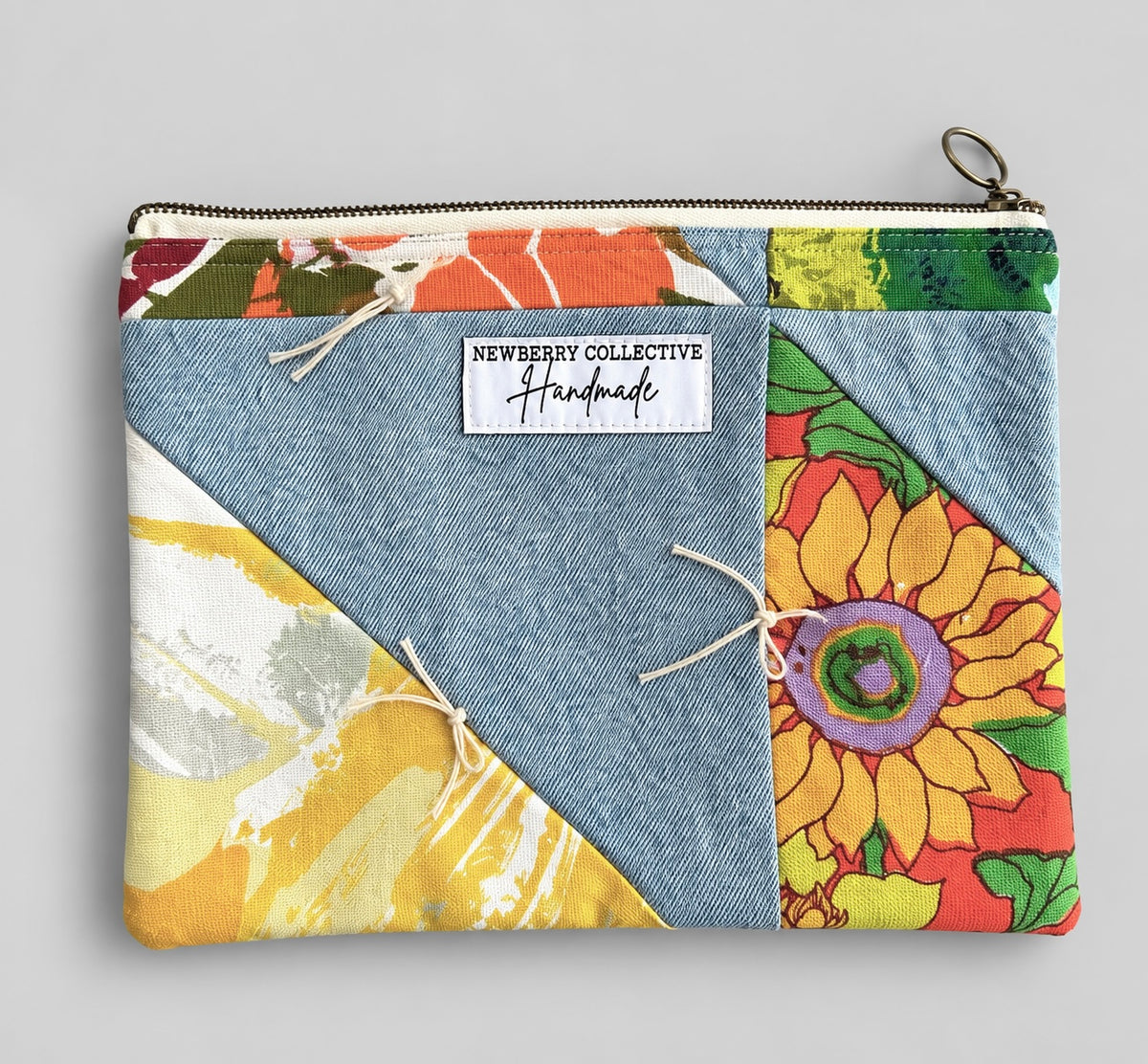 Zipper Pouch: Handmade Vintage Quilt 7”x9”
