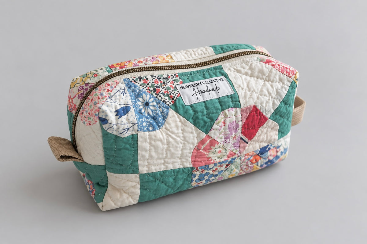 Large Dopp Kit: Handmade Vintage Quilt