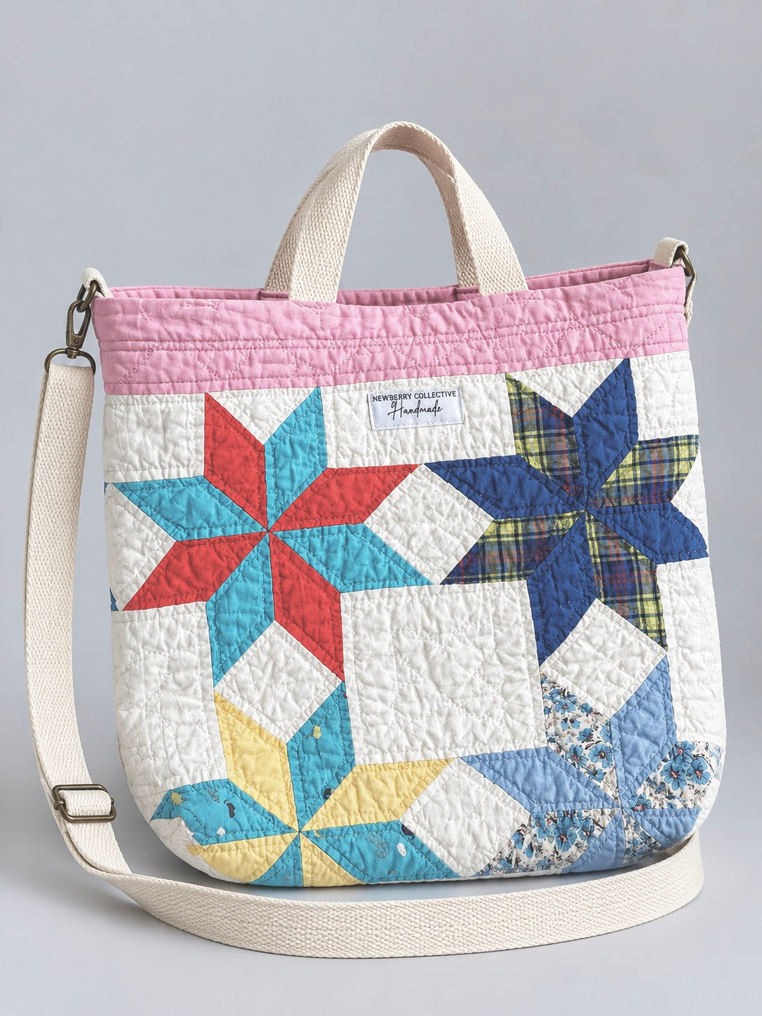 Medium Tote Bag: Vintage Handmade Quilt