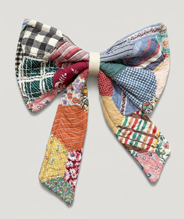 Handmade Vintage Quilt Bow 16”x18”