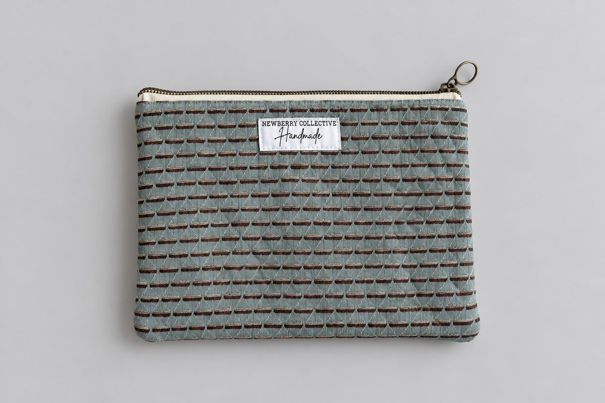 Zipper Pouch: Handmade Vintage Quilt 8”x10”