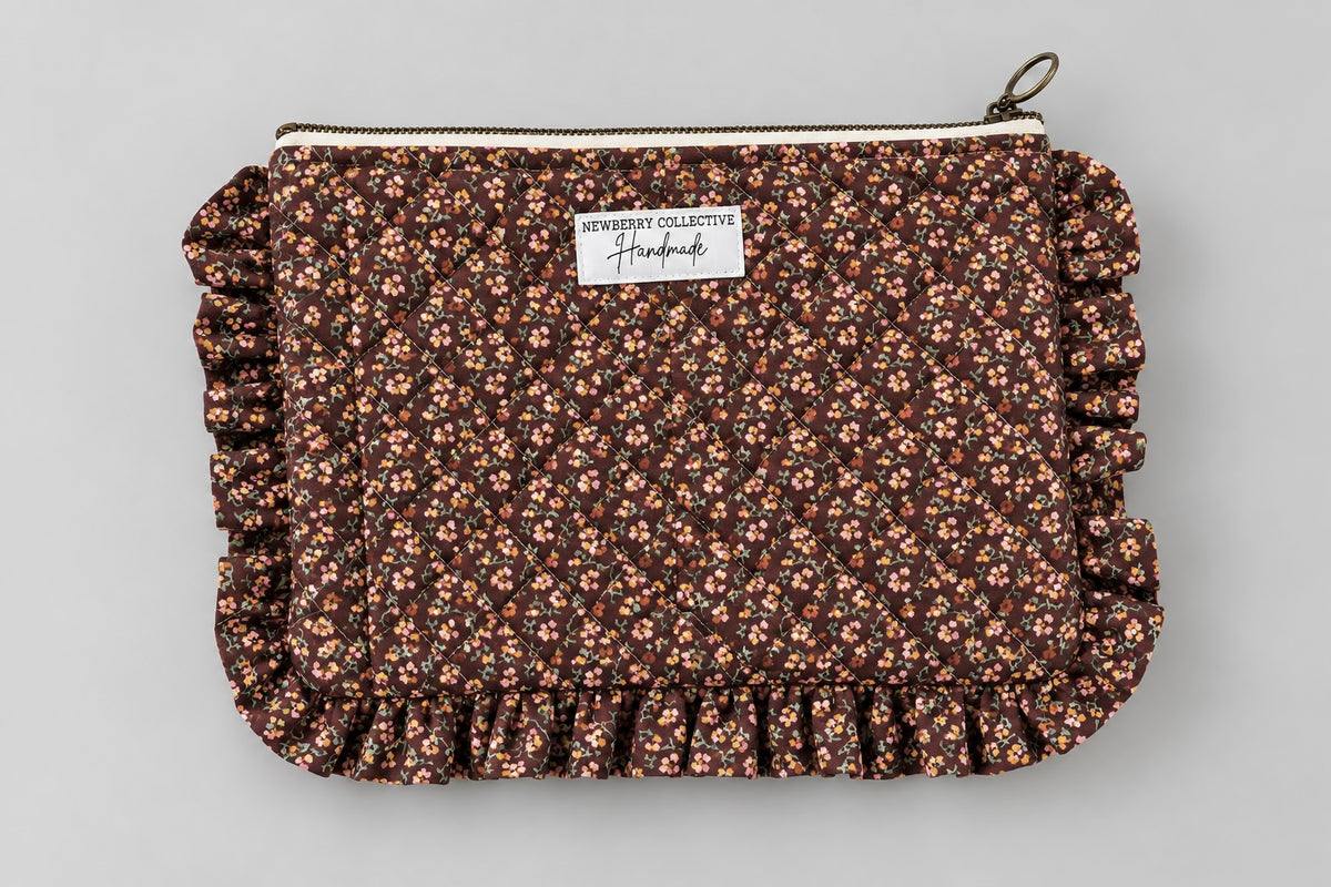Zipper Pouch: Handmade Vintage Cotton 8”x10”