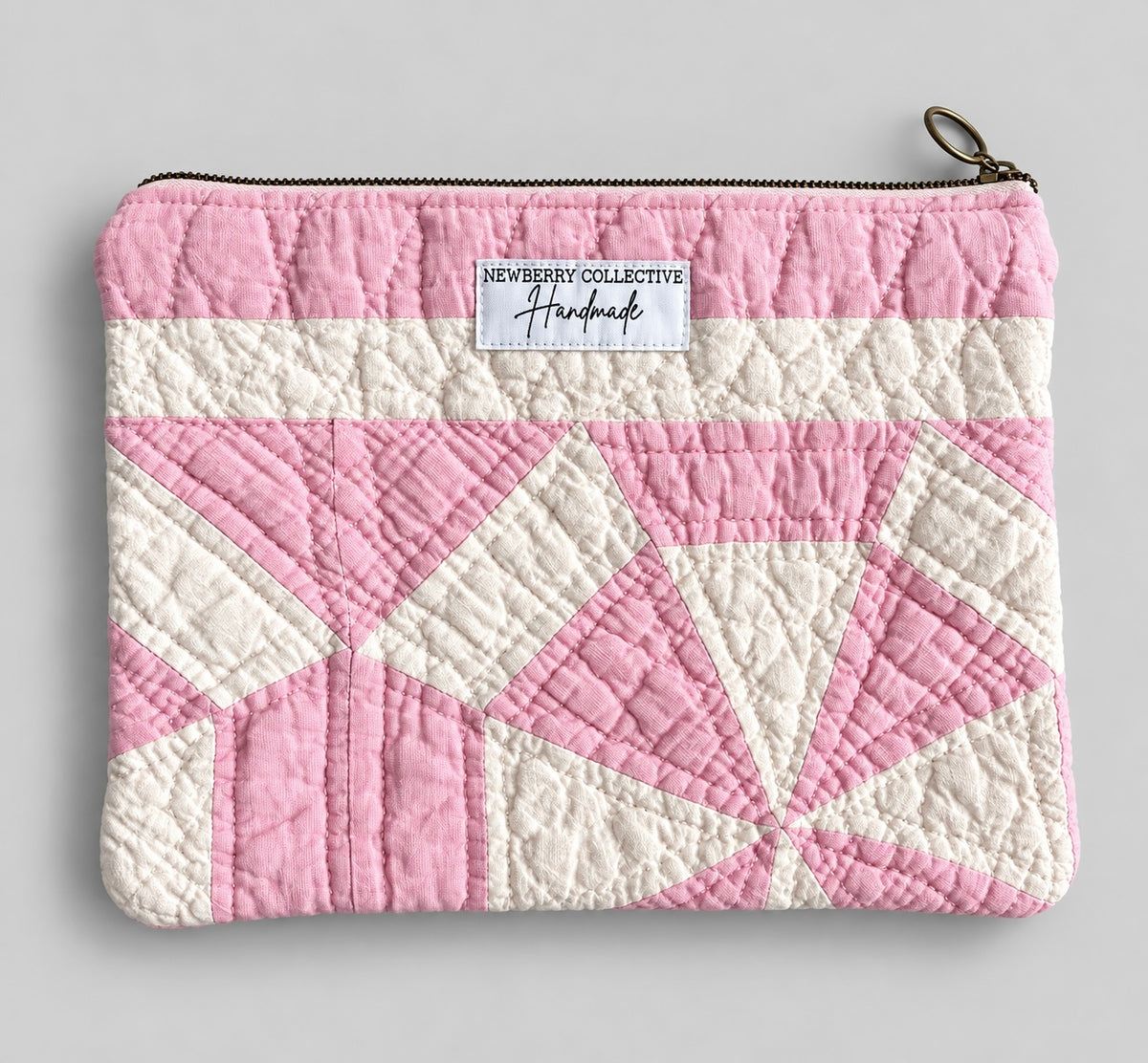 Zipper Pouch: Handmade Vintage Quilt 10.5”x8”