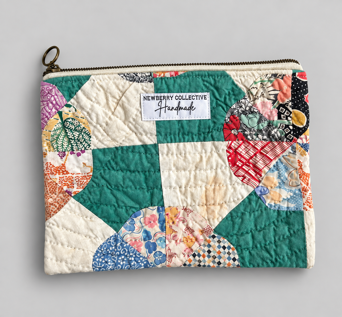 Zipper Pouch: Handmade Vintage Quilt 6”x8”
