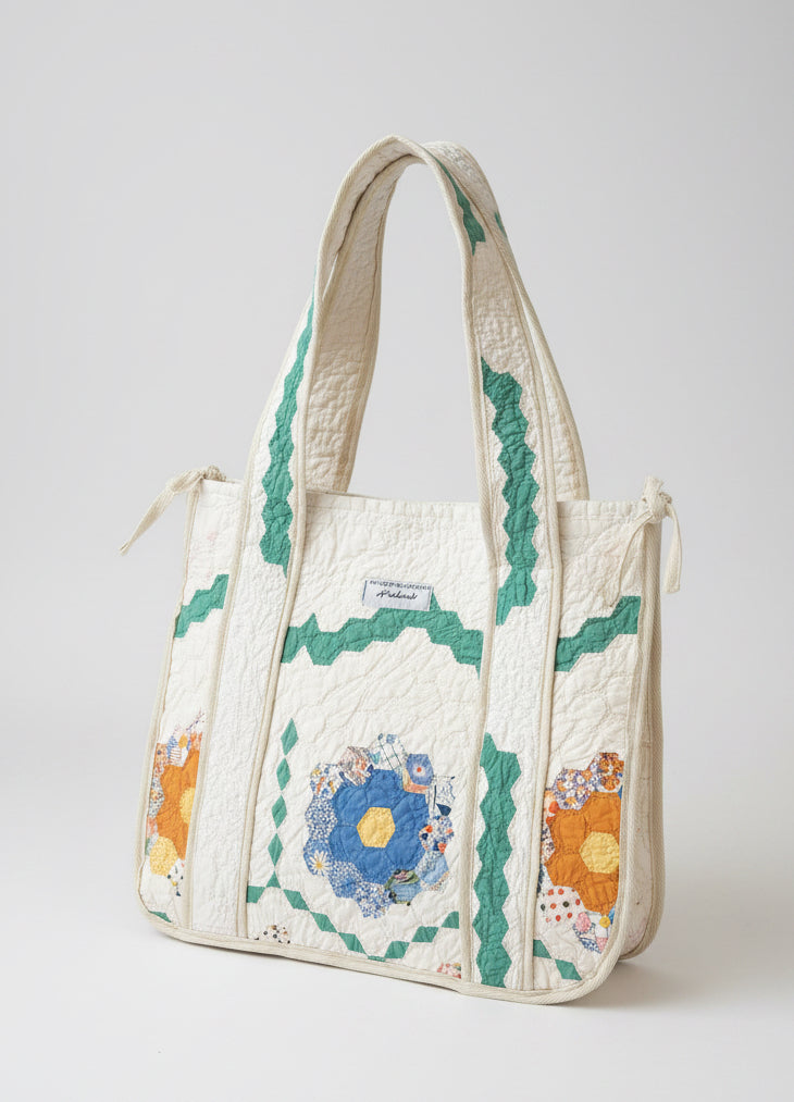 Vintage Handmade Quilt Tote, XL