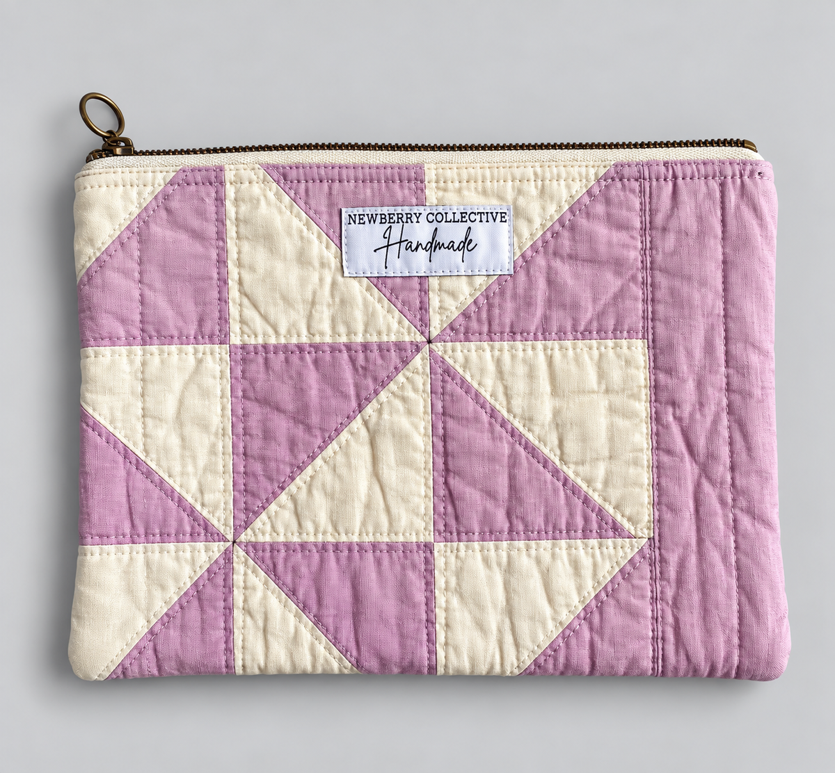 Zipper Pouch: Handmade Vintage Quilt 10”x7”