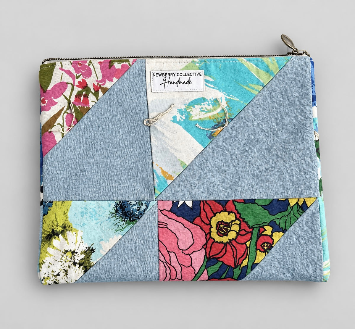 Zipper Pouch: Handmade Vintage Quilt 12”x10”