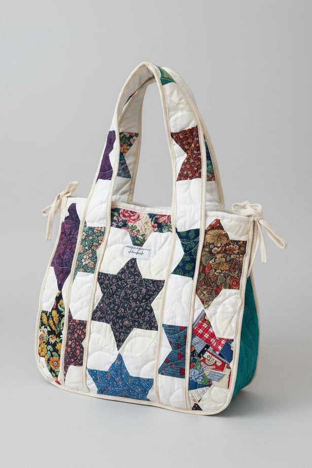 Vintage Handmade Quilt Tote, XL
