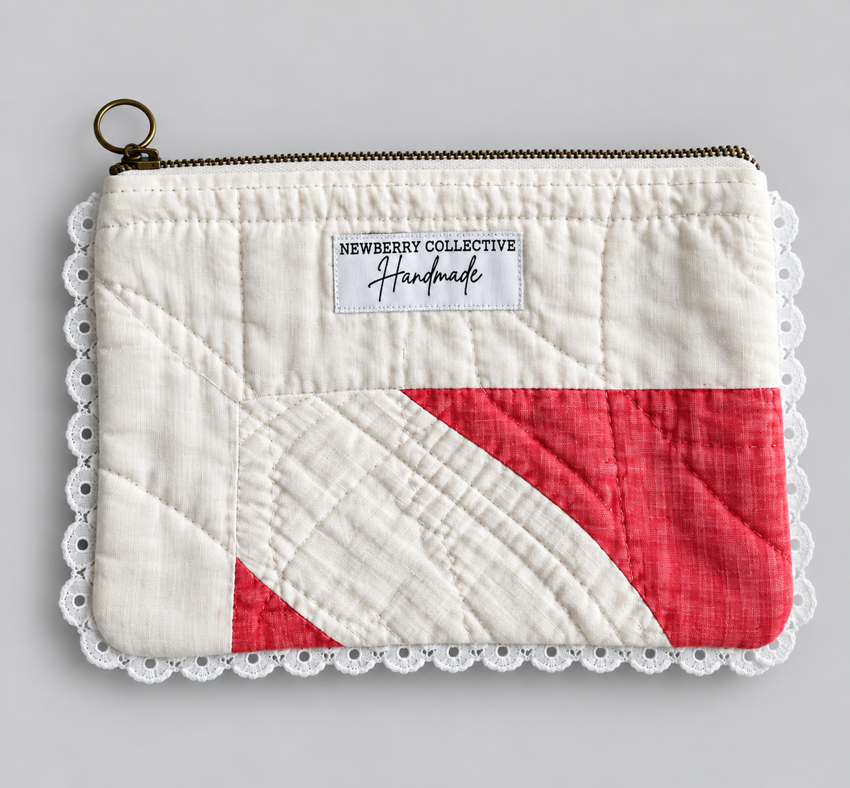 Zipper Pouch: Handmade Vintage Quilt 6”x8”