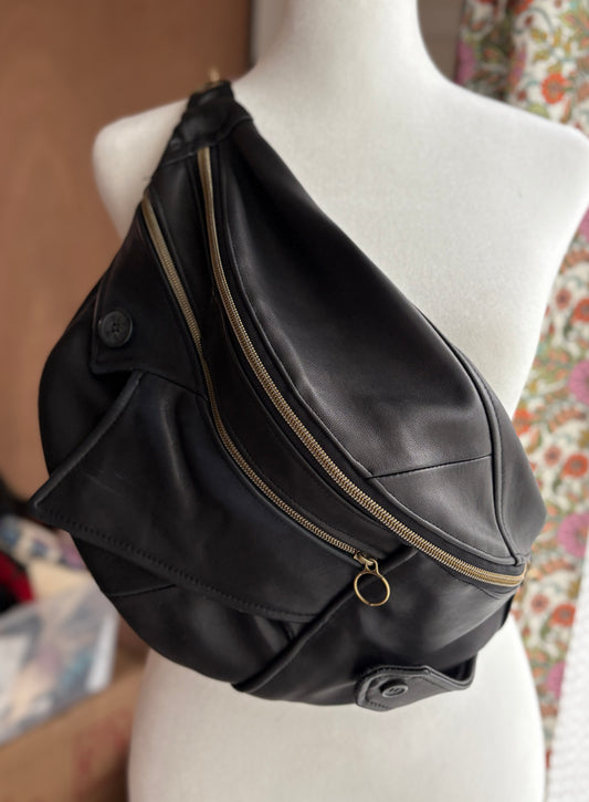Vintage Leather Jacket Large Crossbody