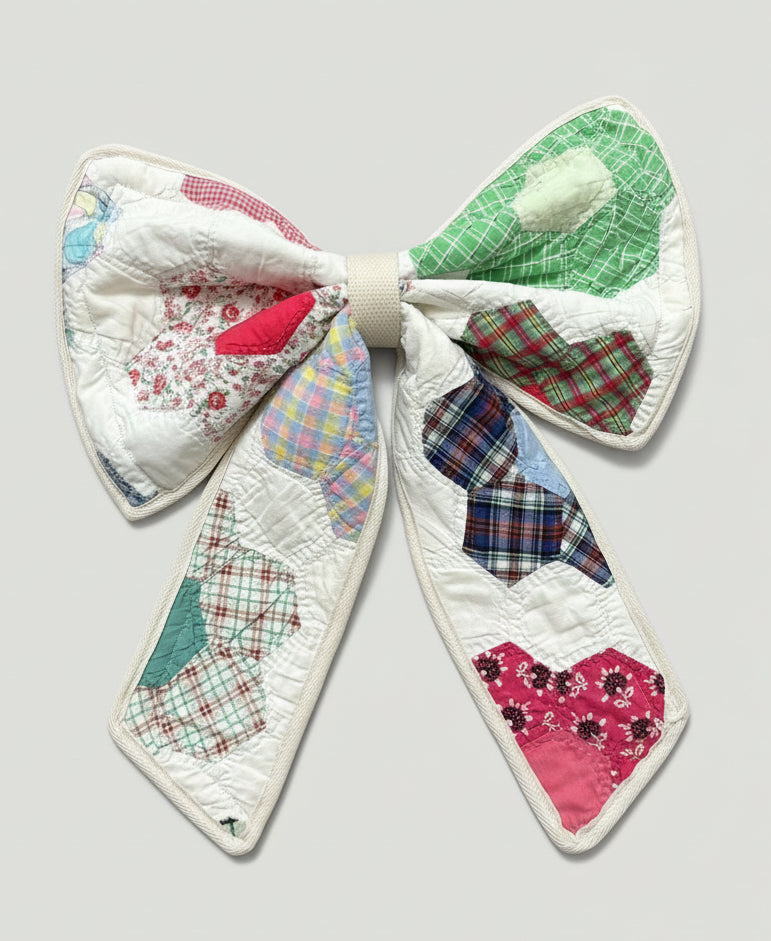 Handmade Vintage Quilt Bow 13”x14”