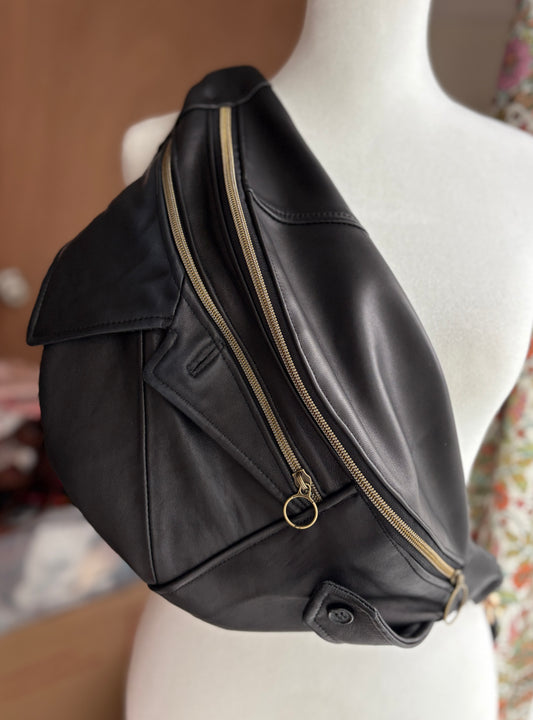 Vintage Leather Jacket Large Crossbody