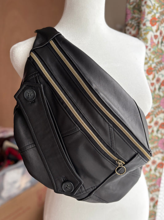 Vintage Leather Jacket Large Crossbody
