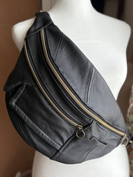 Vintage Leather Jacket Large Crossbody