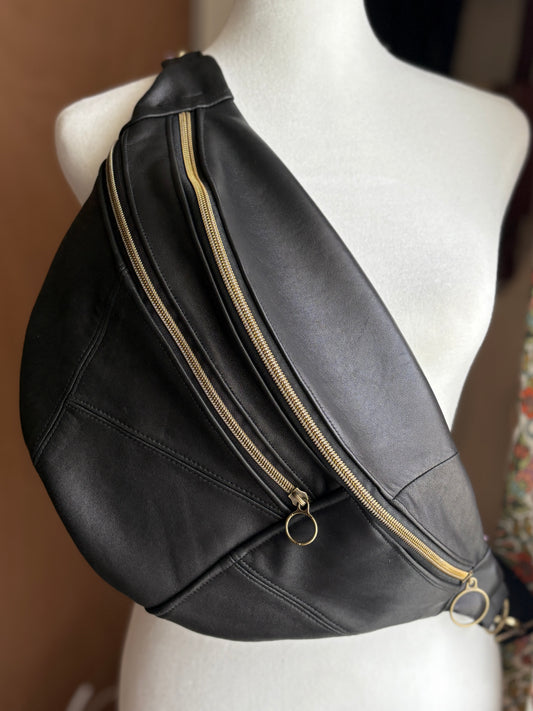 Vintage Leather Jacket Large Crossbody