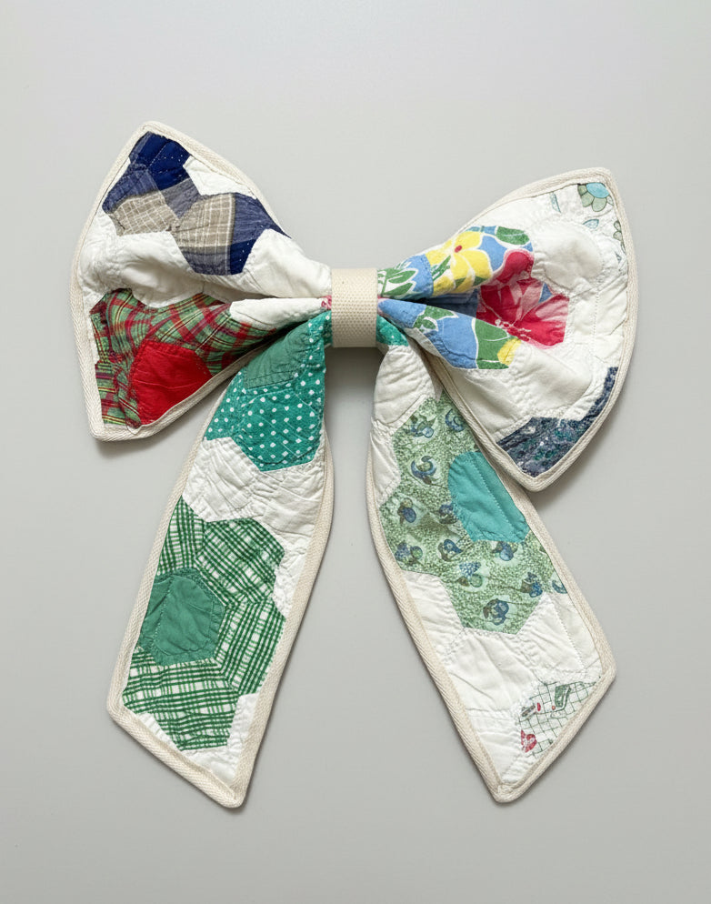 Handmade Vintage Quilt Bow 13”x15”