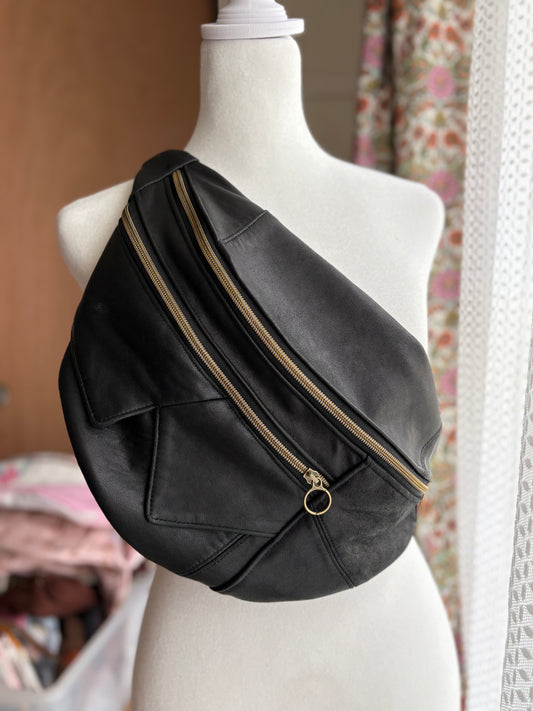 Upcycled Leather Jacket Large Crossbody