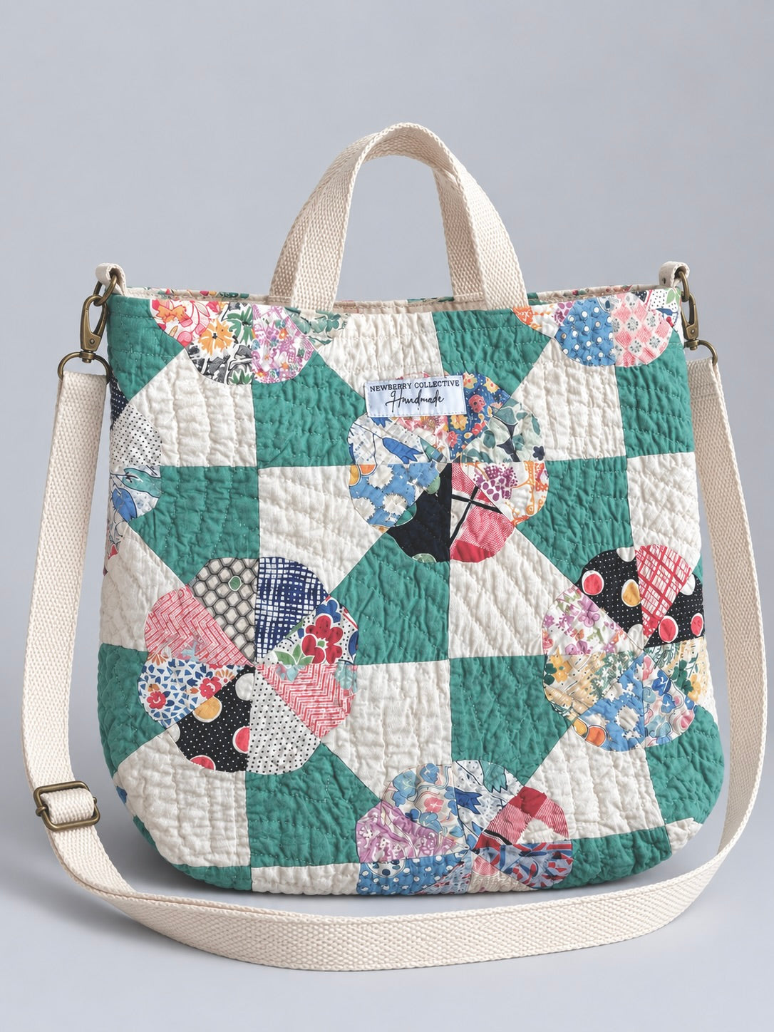 Medium Tote Bag: Vintage Handmade Quilt